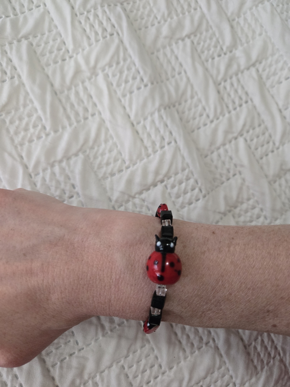 Red And Black Ladybug Beaded Bracelet - Women Jewelry Bracelets